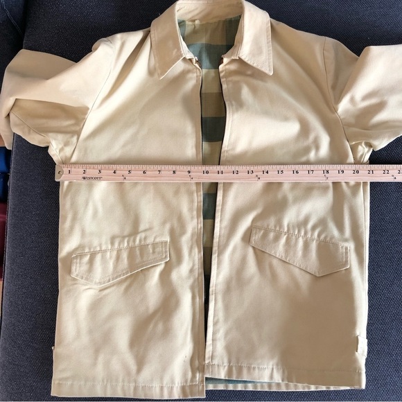 VINTAGE Permanent Press mustard yellow canvas cotton zip up jacket lined 36 - Picture 12 of 13